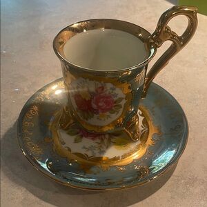 Vintage KPM Floral Teacup and Saucer Set
